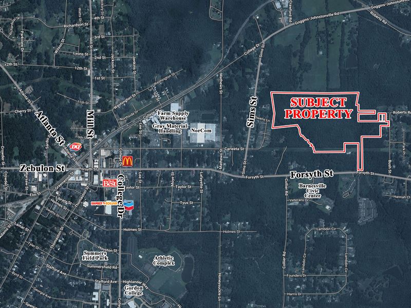 49.7 AC Near Downtown Barnesville : Barnesville : Lamar County : Georgia