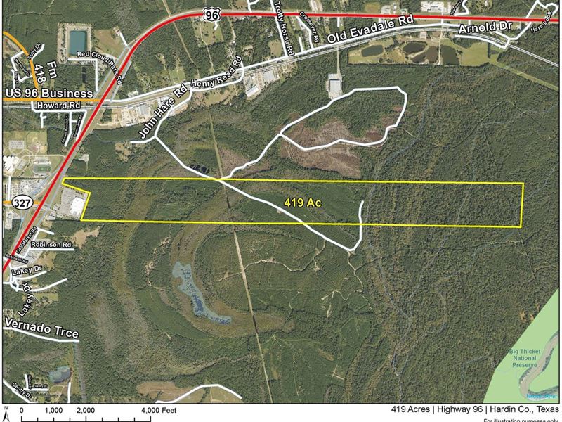 419 Acres, Highway 96, 6617 : Silsbee : Hardin County : Texas